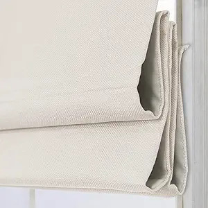 Cordless Roman Window Shades, Beige White Premium Blackout Shades, Custom Washable Fabric Roman B... | Amazon (US)
