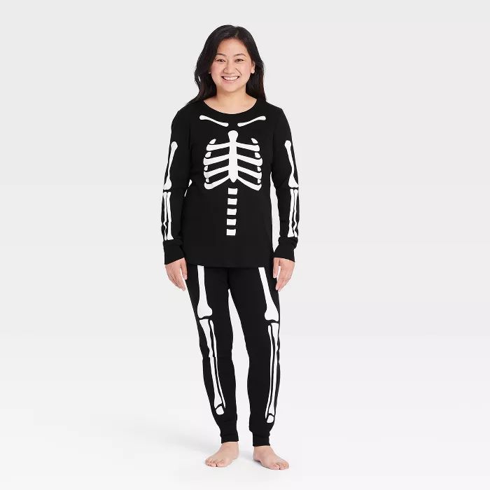 Women's Halloween Skeleton Matching Family Pajama Set - Black | Target