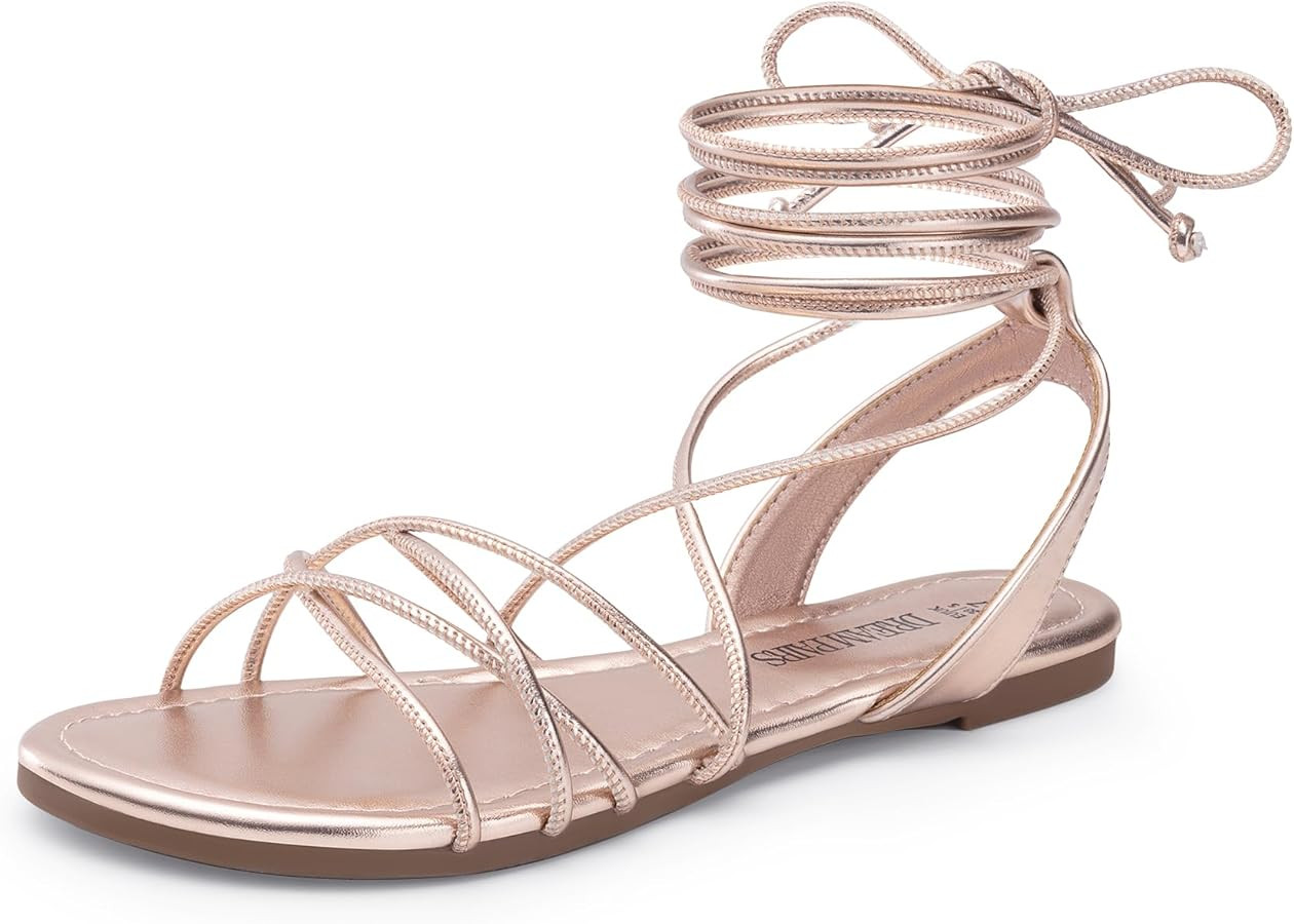 DREAM PAIRS Lace-up Gladiator Sandals Strappy Dressy Summer Flat Sandals for Women | Amazon (US)