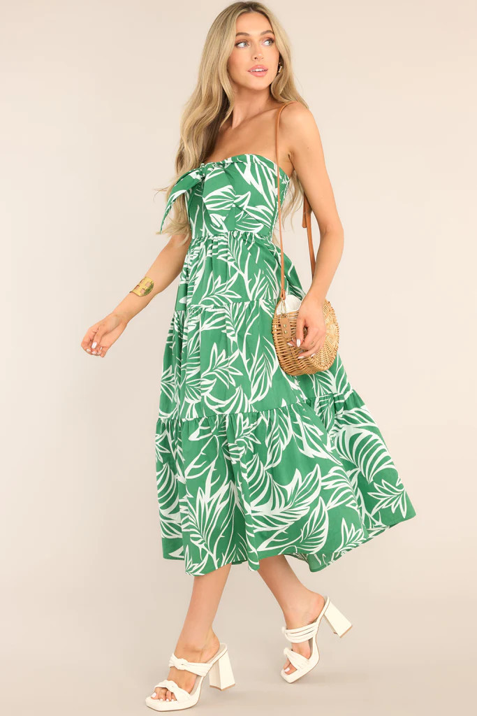 Beachfront Kelly Green Strapless Midi Dress | Red Dress 