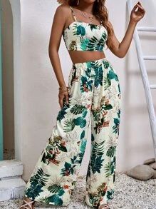 SHEIN Tropical Print Cami Top & Wide Leg Pants
   SKU: sw2203282863317514      
          (265 Re... | SHEIN