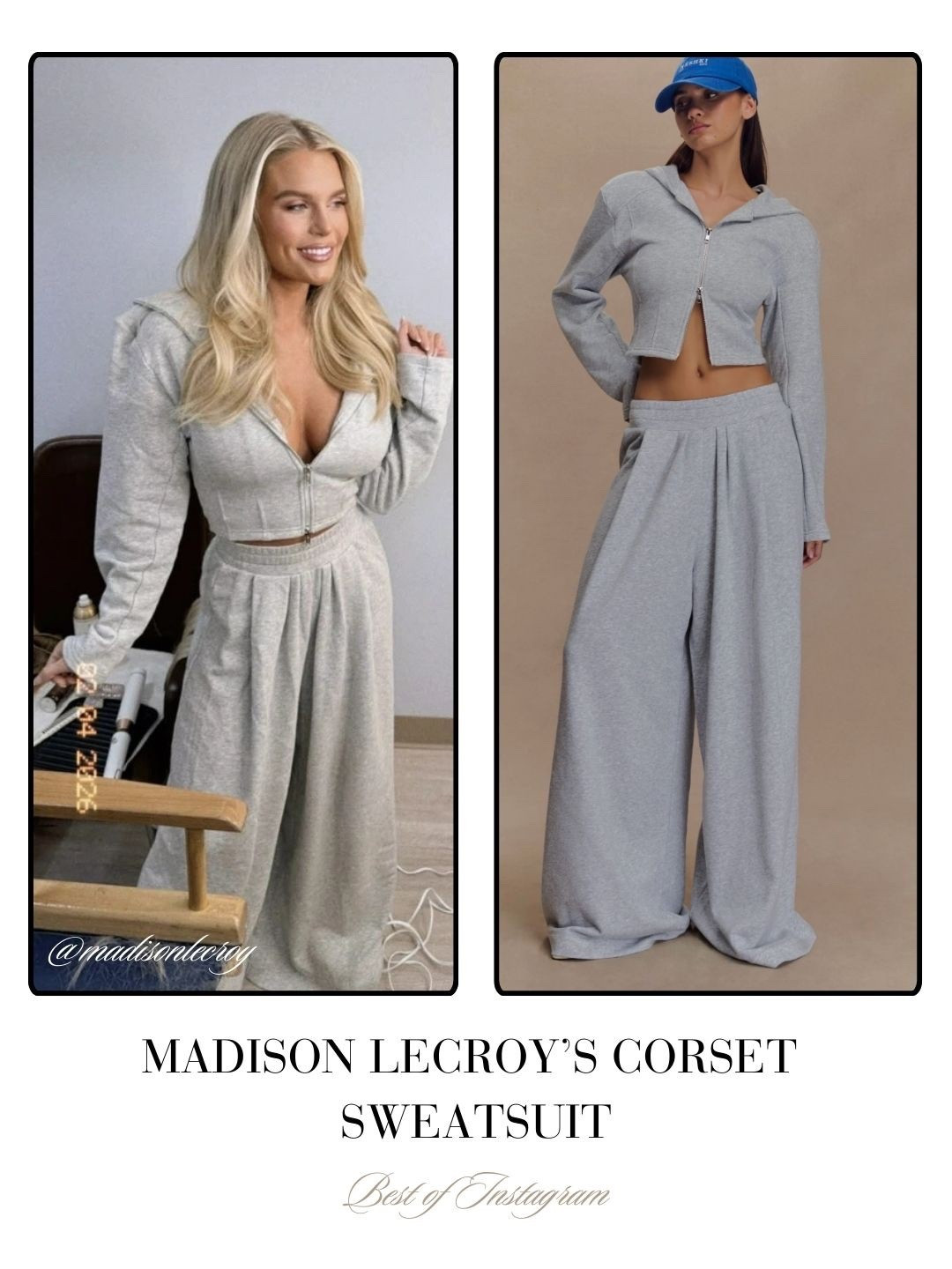 Madison LeCroy’s Grey Corset Sweatsuit 📸 = @madison.lecroy