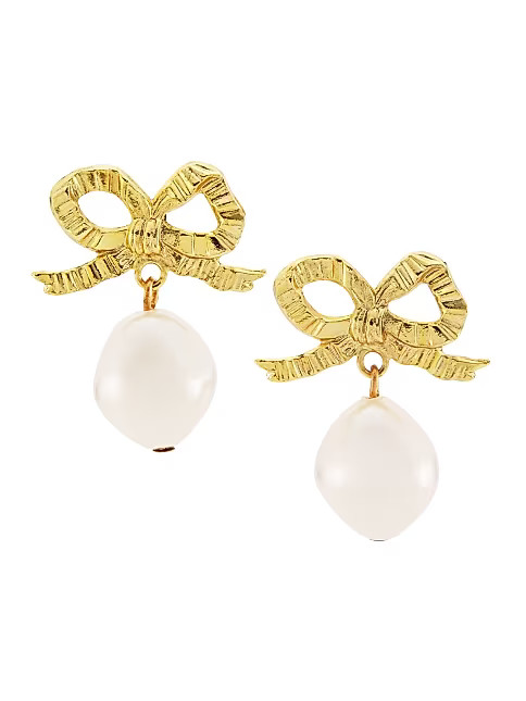 Khloe 18K-Gold-Plated & Imitation Pearl Drop Earrings | Saks Fifth Avenue