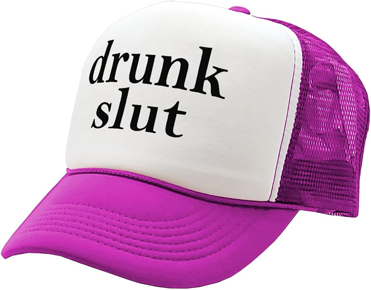 The Goozler - Drunk Slut - Party frat College Beer Drink - Vintage Retro Style Trucker Cap Hat | Amazon (US)