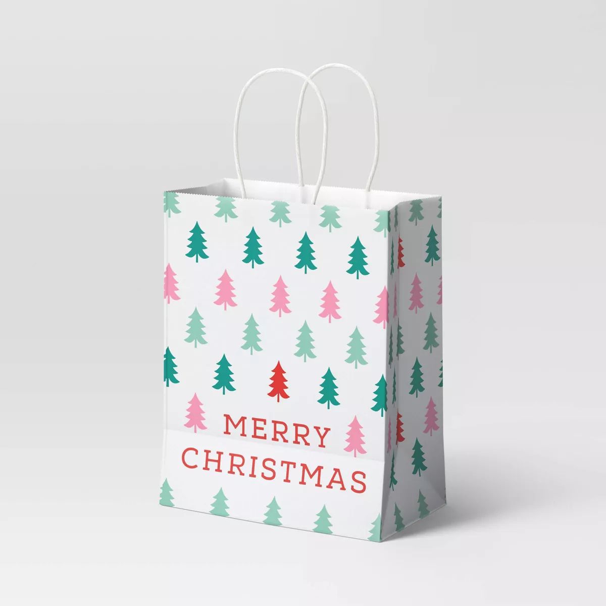 Cub 'Merry Christmas' Trees Paper Handle Gift Bag White/Green/Red - Wondershop™ | Target