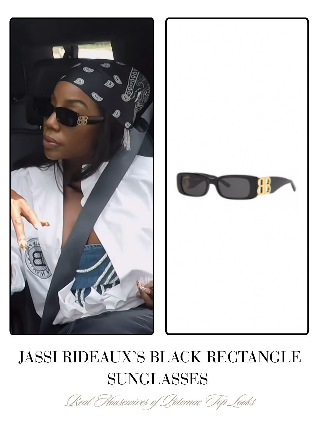 Jassi Rideaux’s Black Rectangle Sunglasses 