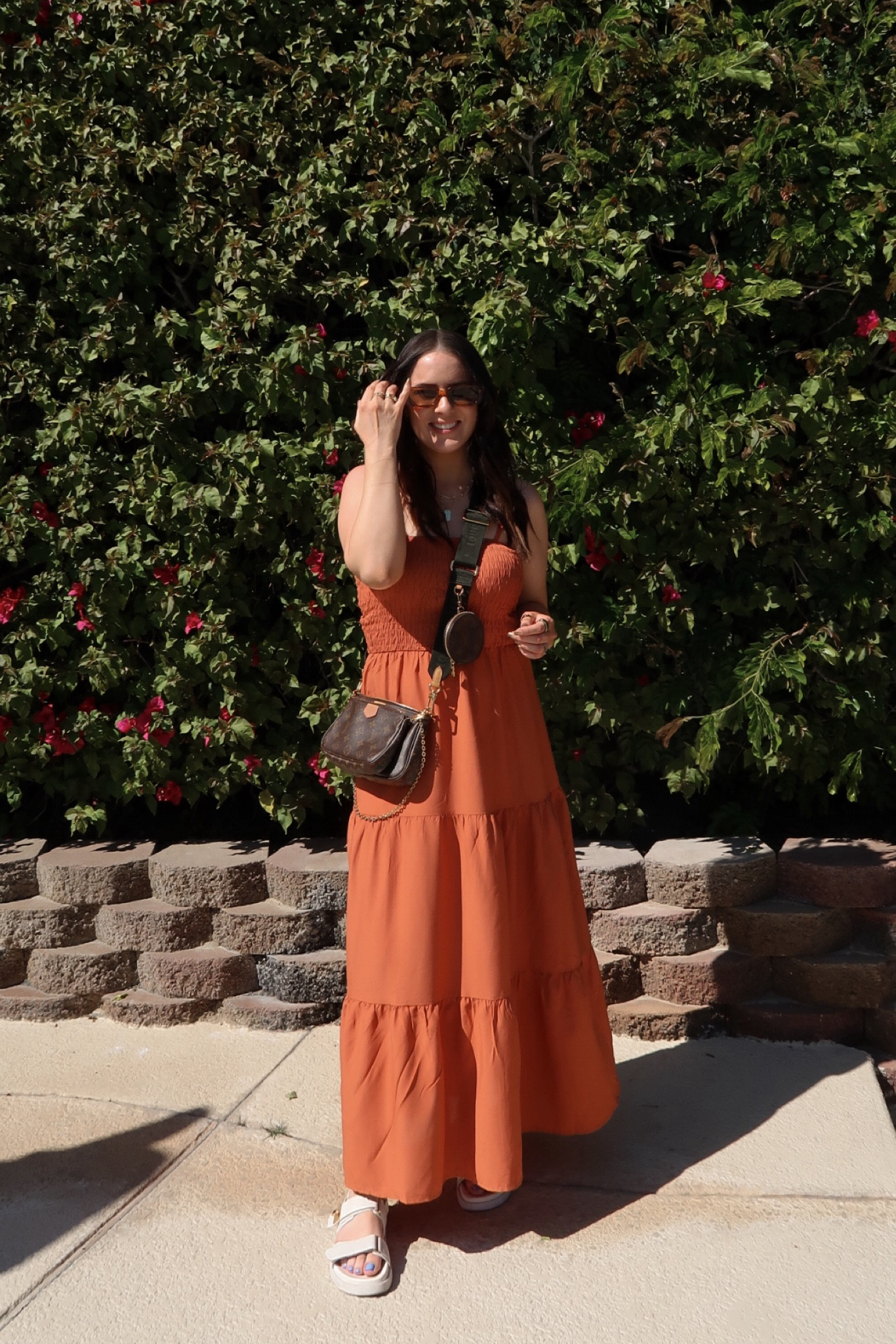 Love this sundress! Petite friendly and adjustable straps! Wearing m, sandals tts 

Sunglasses spring dress resort wear spring break 

#LTKSeasonal #LTKfindsunder50
