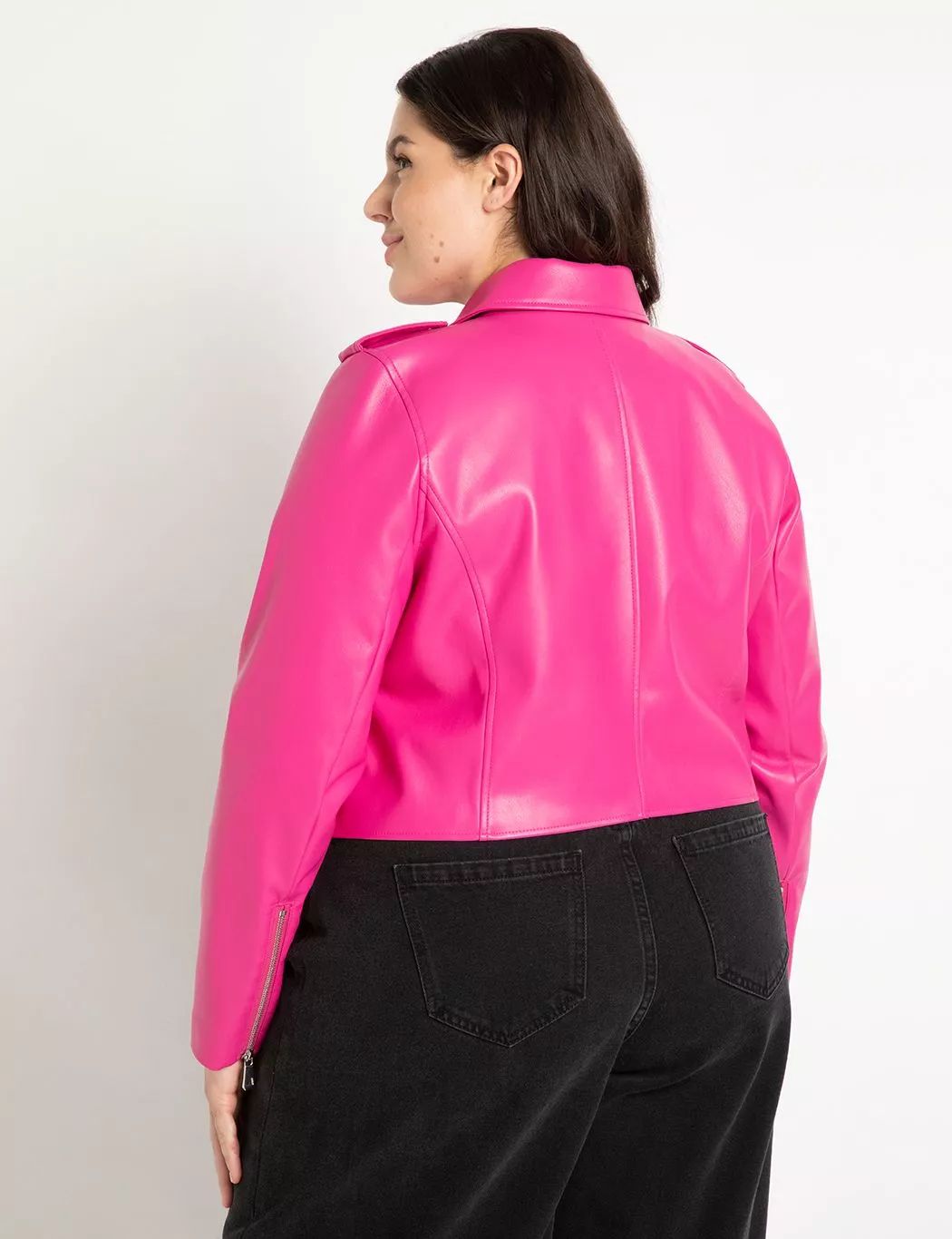 Faux Leather Moto Jacket | Eloquii