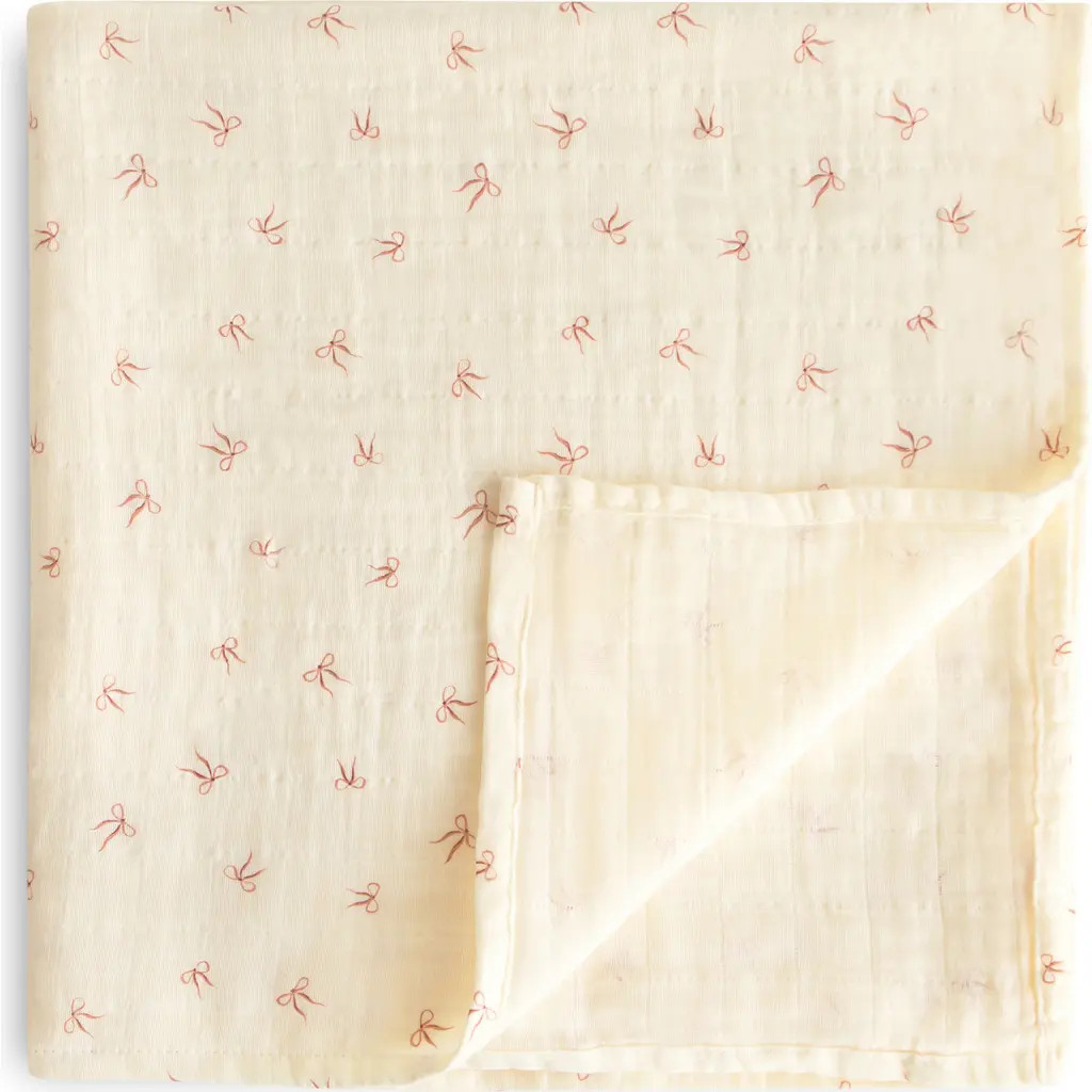 Mushie Muslin Swaddle Blanket in Bows at Nordstrom | Nordstrom