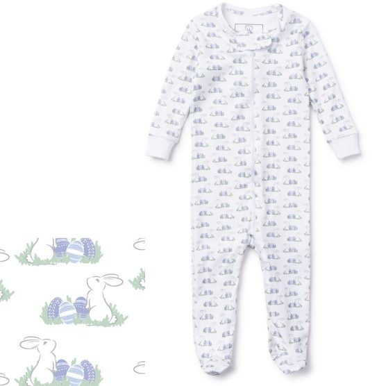 Lila + Hayes Baby/Toddler Parker Zipper Pajama – Egg Hunt Blue | The Tot