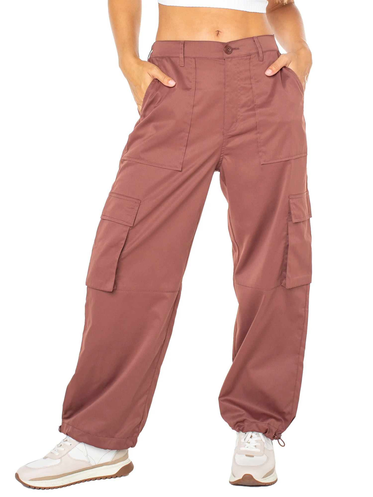 Celebrity Pink Women's Satin Parachute Pants, Sizes XS-3X | Walmart (US)