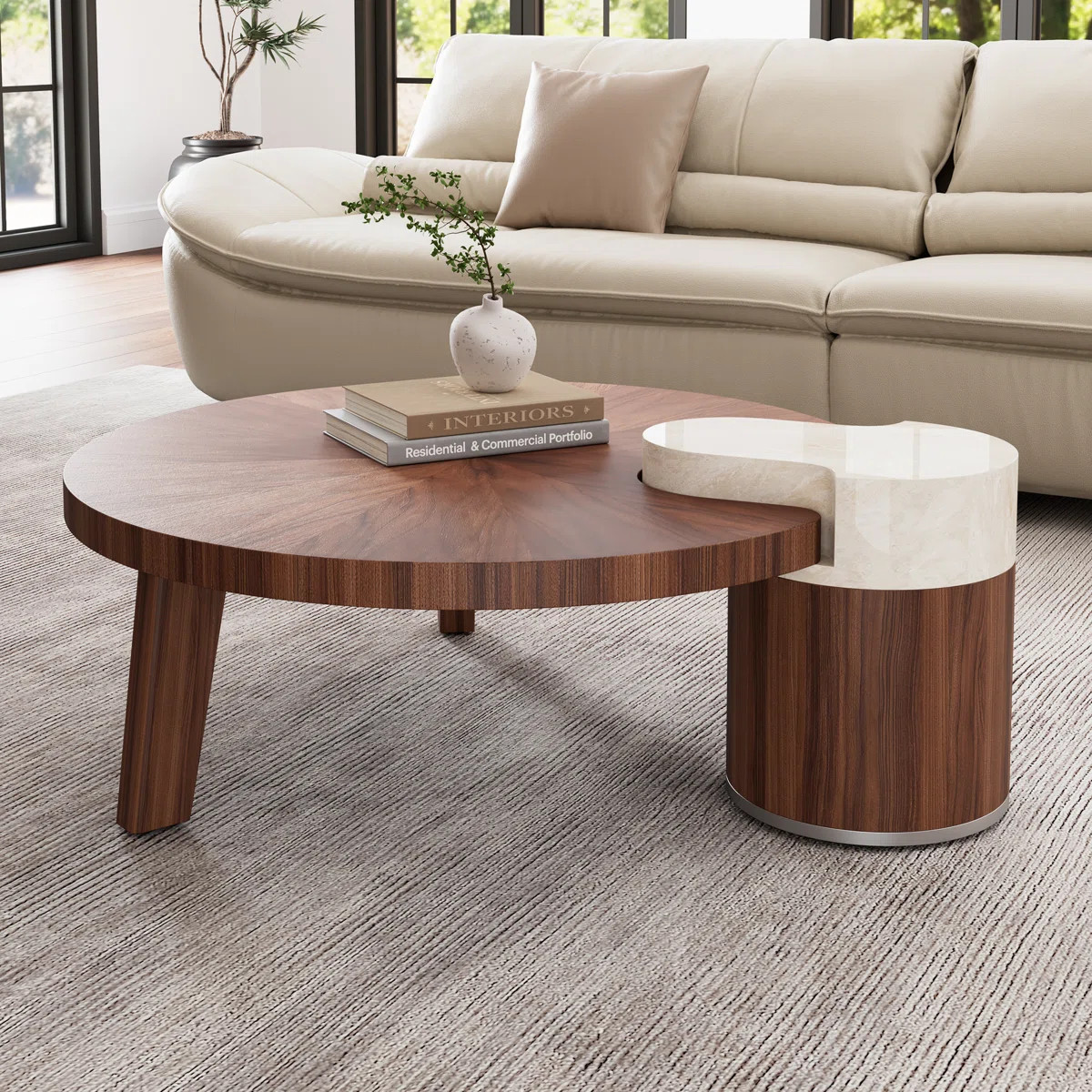 Irregular Round Solid Wood Walnut Coffee Table | Wayfair North America