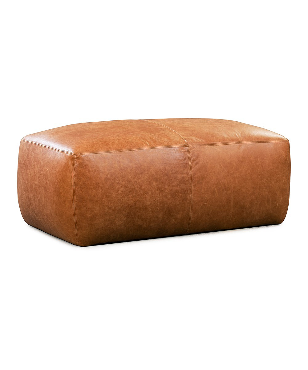 EdgeMod Ottomans Cognac - Cognac Tan Denver Leather Ottoman | Zulily