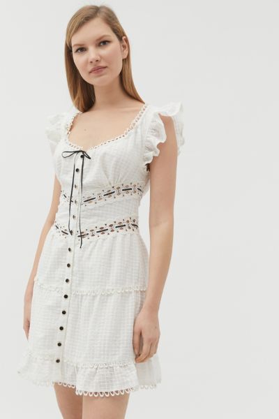 RAHI Marabella Palisades Button-Front Mini Dress - White XS at Urban Outfitters | Urban Outfitters (US and RoW)