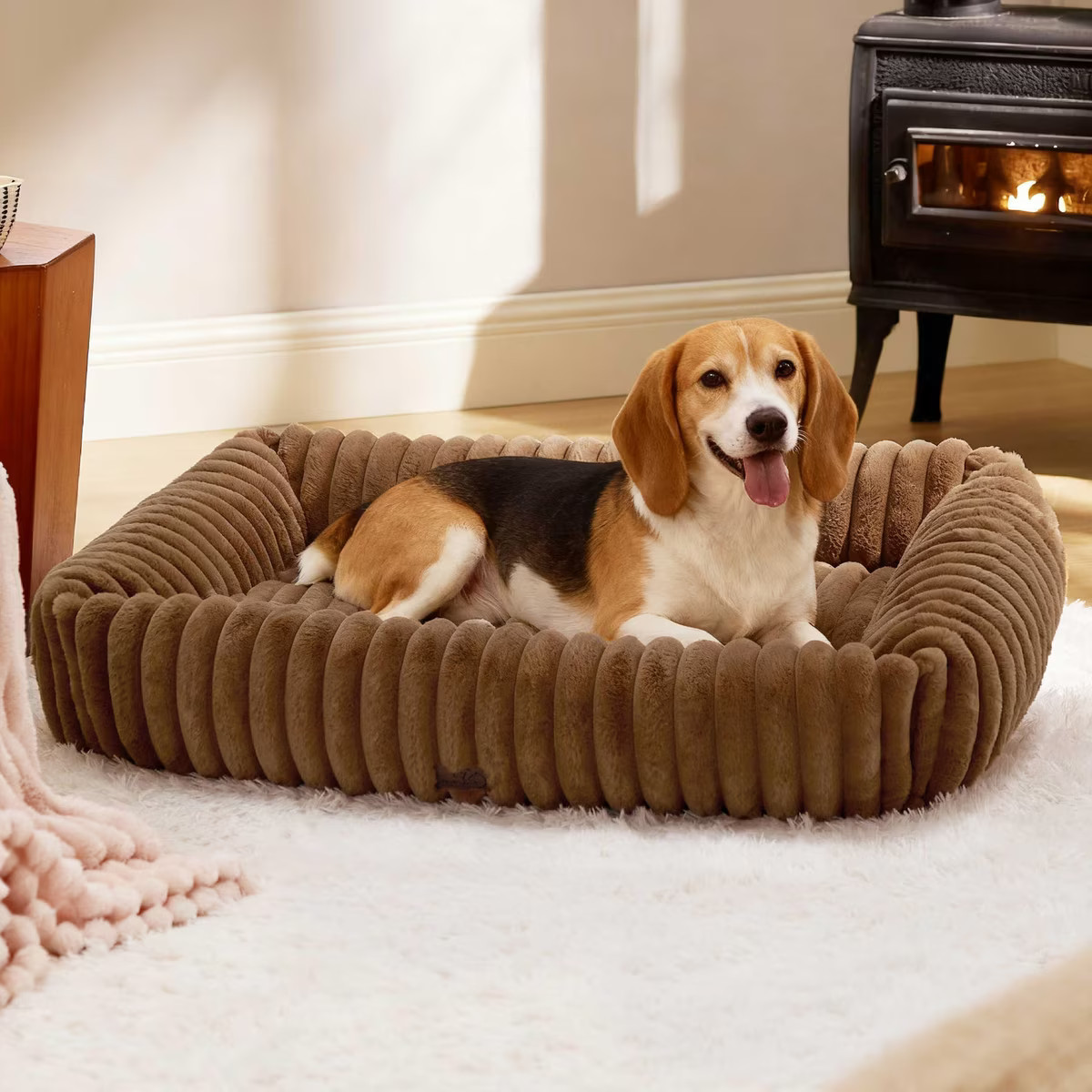 Bedsure Orthopedic Bolster Dog Bed with Removable Cover, Copper Brown, Large | Chewy