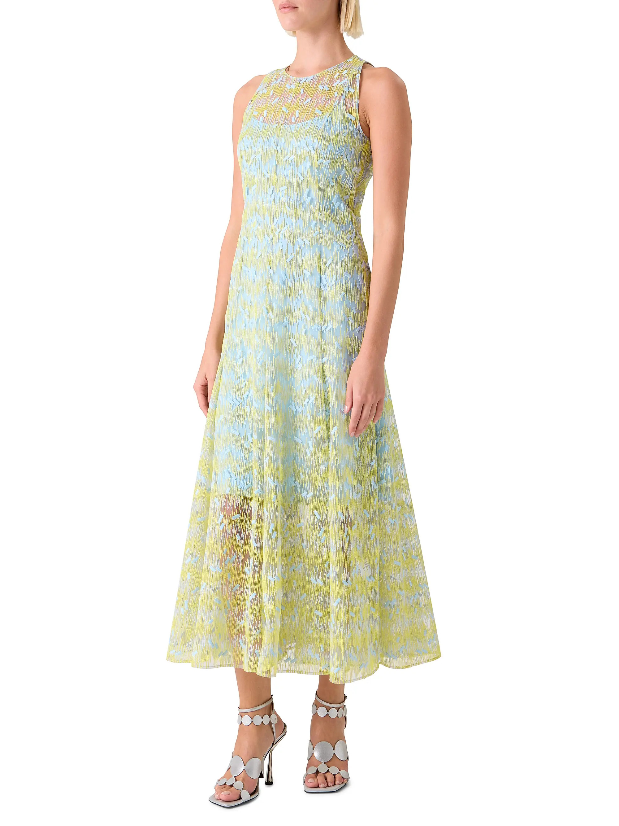 Embroidered Tulle Crewneck Midi-Dress | Saks Fifth Avenue