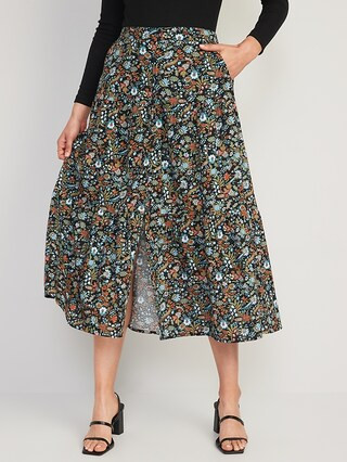 Floral-Print Tiered Button-Front Maxi Skirt for Women | Old Navy (US)