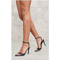 Black PU Point Toe High Stiletto Heeled Sandals | PrettyLittleThing US