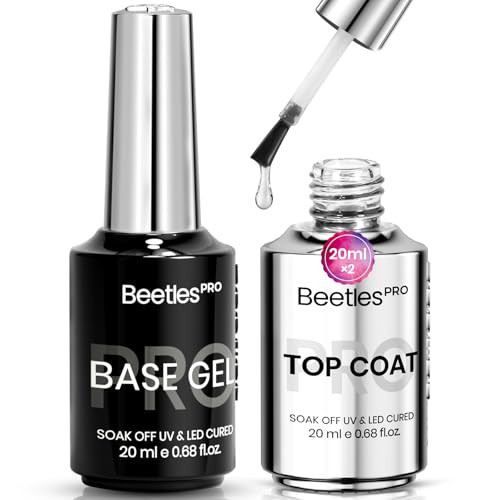 Beetles Pro Gel Top Coat and Base Gel Nail Polish, 20ml Upgraded Super Shine Finish and Long Lasting for 28 Days, Soak Off LED Nail Lamp Finish Nail Art Design Manicure for Salon | Amazon (US)