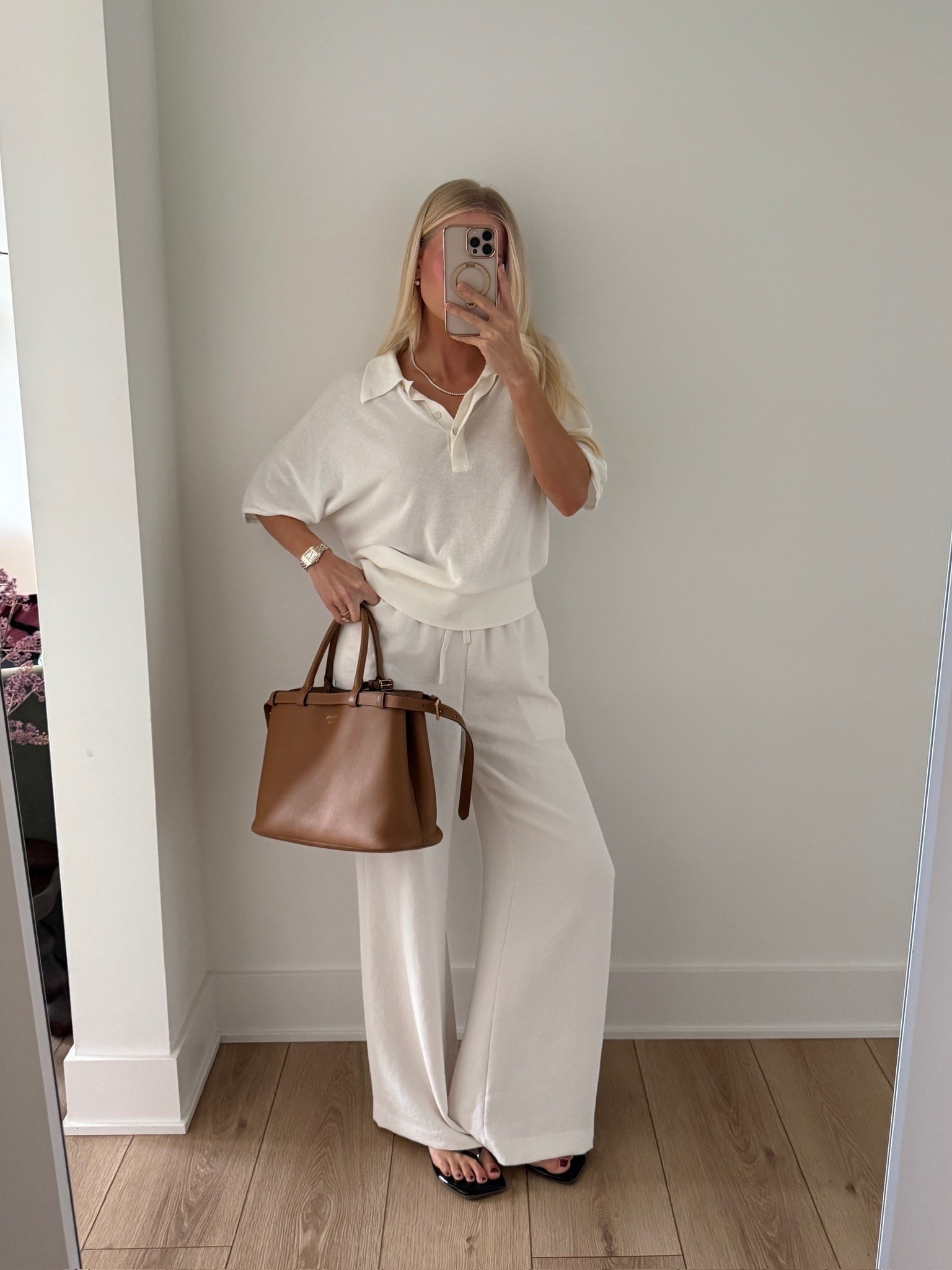 SIZE: small in top, small reg in pants, shoes run tts, code “KPGS20!” For discount on necklace! #kathleenpost 

Spring transition outfit, spring outfit 2026, summer outfit, monochrome look

#LTKootd #LTKSeasonal