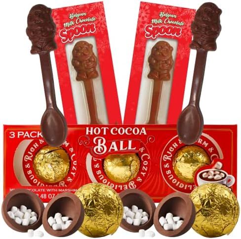 Christmas 2022 Hot Cocoa Melting Balls with Mini Marshmallows and Chocolate Stirring Spoons, Indi... | Amazon (US)