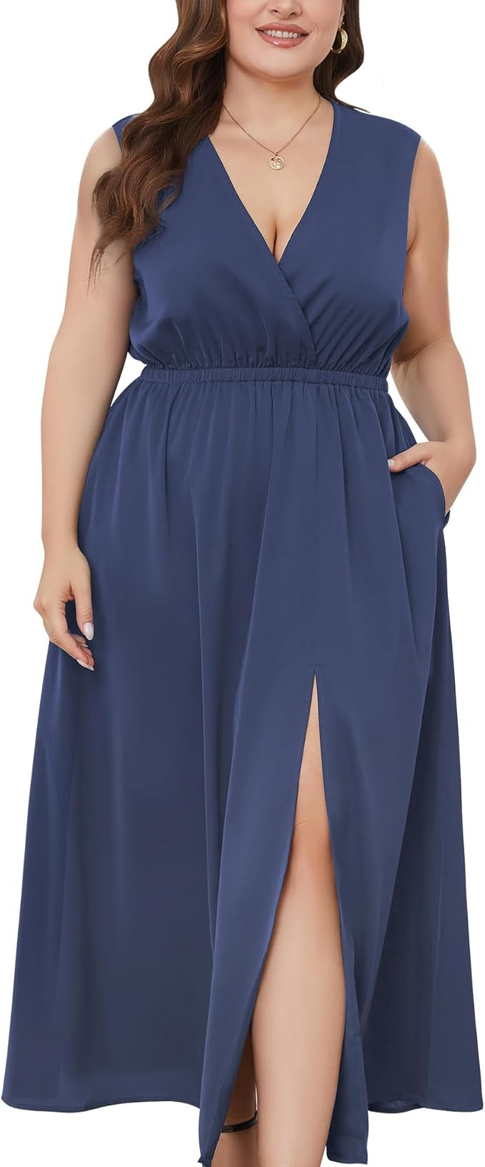 2024 Plus Size Maxi Dress Curvy Women Wedding Guest Cocktail Party Casual | Amazon (US)