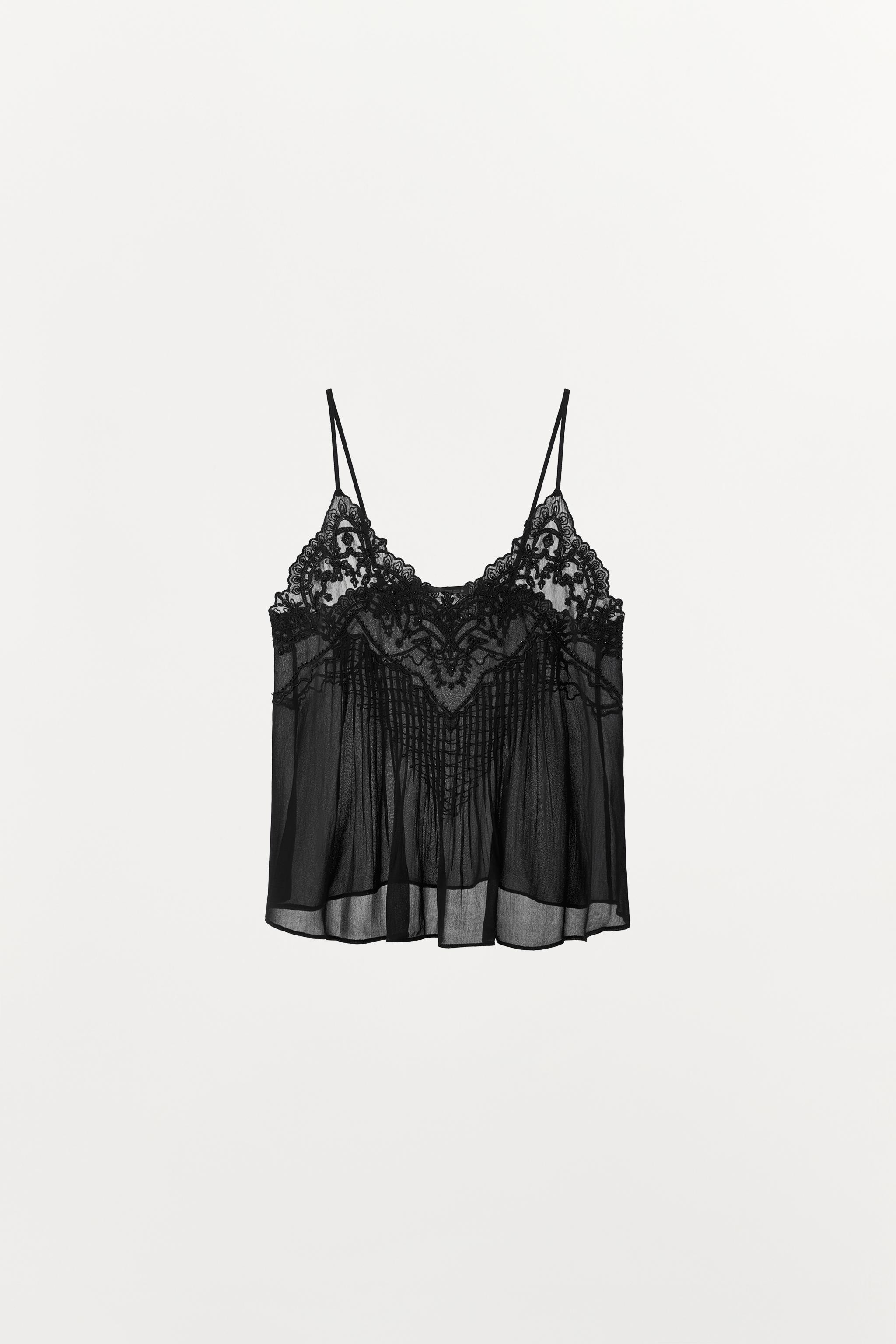 EMBROIDERED BEADED CAMISOLE ZW COLLECTION | Zara US