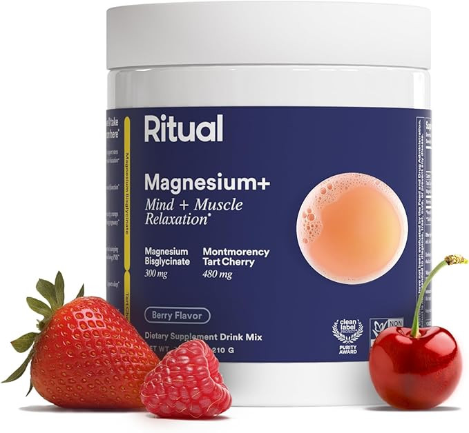Ritual Magnesium+ Drink Mix Supplement | 2-in-1 Science-Backed Tart Cherry & Gentle on Stomach Ma... | Amazon (US)
