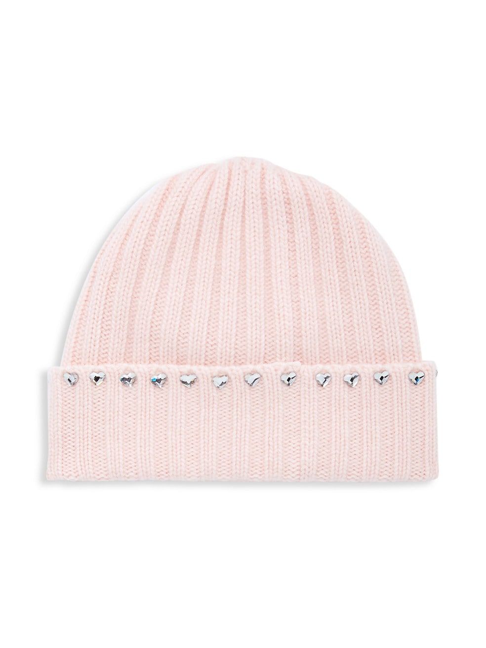 Crystal Heart-Embellished Cashmere Beanie | Saks Fifth Avenue