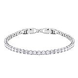 SWAROVSKI Women's Deluxe Tennis Bracelet Rhodium Plated Rose Cut Stone, White Crystal | Amazon (US)