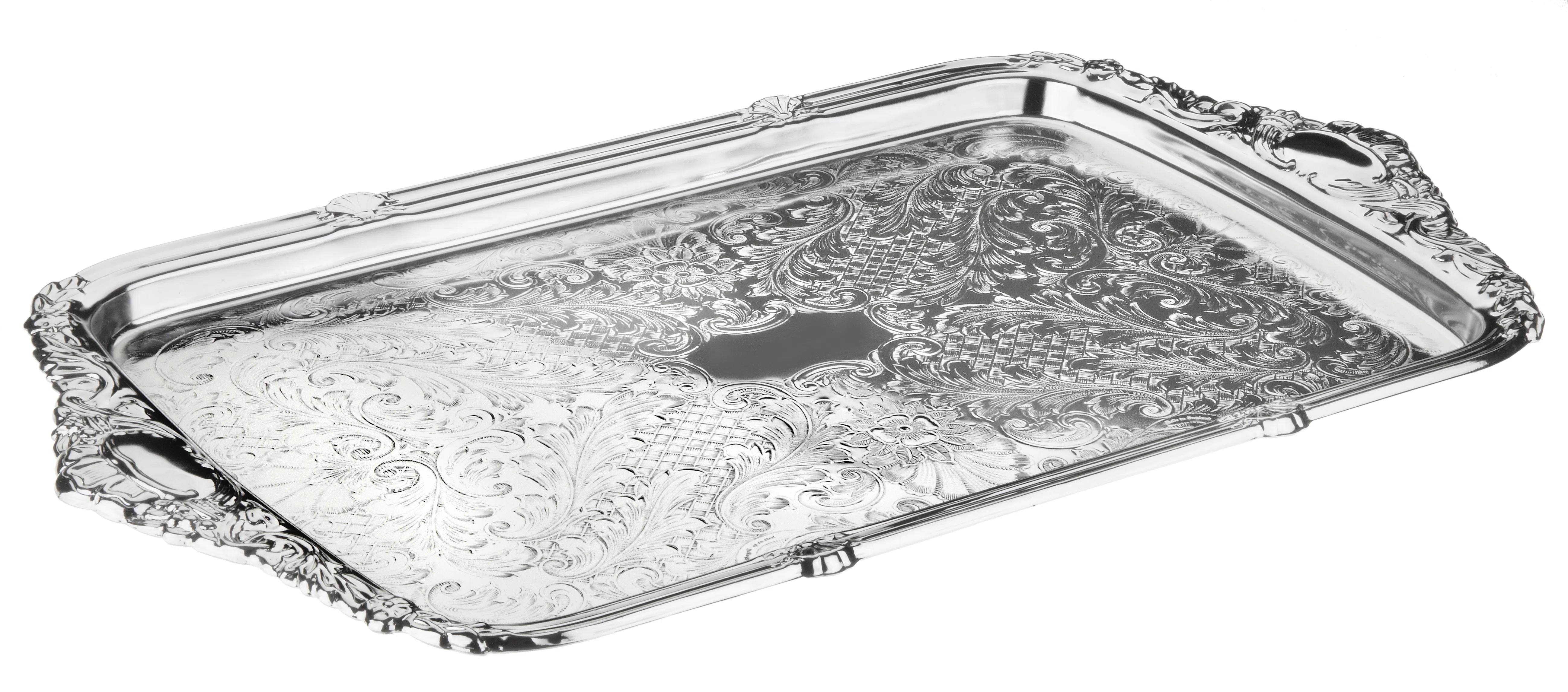 Queen Anne Decorative Silver Plated Tray with Integral Handles | Wayfair North America