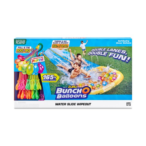 Bunch O Balloons Tropical Party Water Slide Wipeout (2x Lane) by ZURU | Walmart (US)