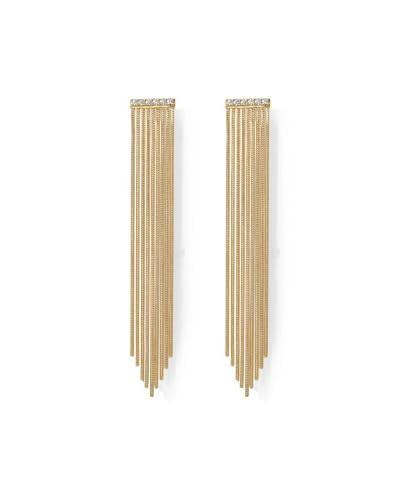 PAVOI 14K Gold Plated Long Tassel Dangle Earrings for Women | Elegant Rhinestone Chain Chandelier Drop Earrings | Statement Jewelry (Bar, Yellow Gold) | Amazon (US)