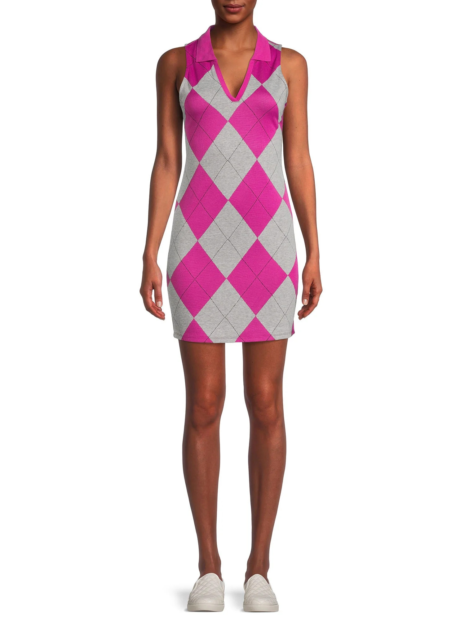 Madden NYC Women's Sleeveless V-Neck Polo Dress | Walmart (US)