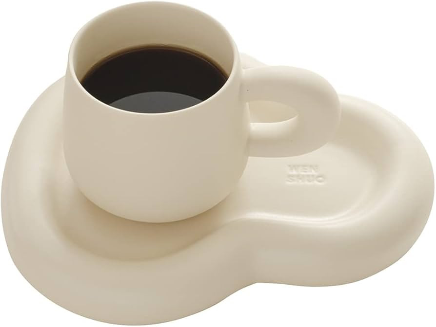 WENSHUO Chubby Cute Coffee Mug, Novelty Cup & Saucer Sets,Drinks or as a Dessert Plate 11.6 oz | Amazon (UK)