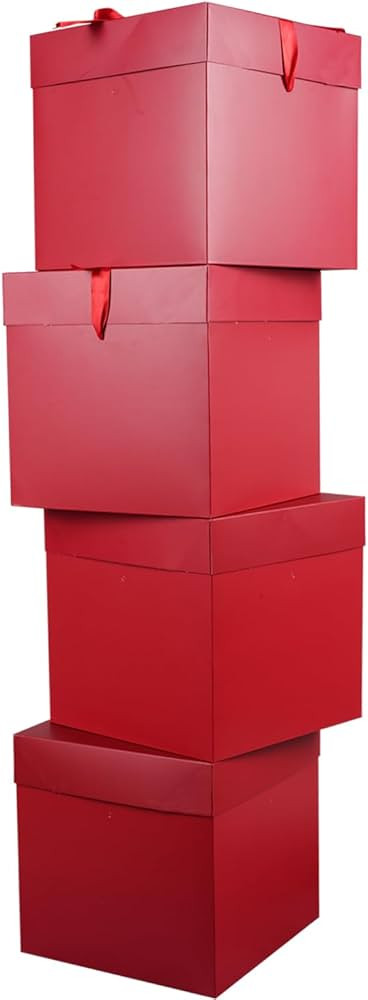 Elephant-package 8.7" Medium Birthday Gift Boxes with Lid and Ribbon, Square Gift Boxes - 4 Pcs (... | Amazon (US)