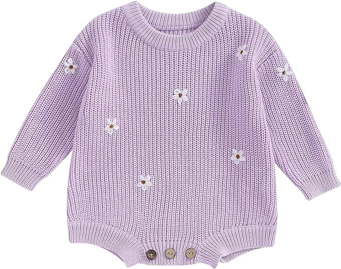 woshilaocai Baby Boy Girl Sweater Oversized Long Sleeve Romper Warm Crewneck Bodysuit Knitted Win... | Amazon (US)