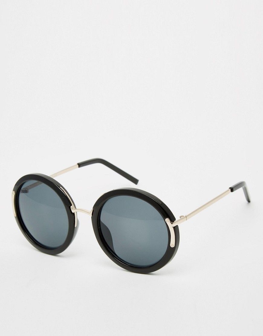 ASOS Oversized Round Sunglasses With Metal Corner Hinge And Nose Bridge | ASOS UK