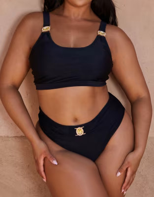 Moda Minx Curve X Bernadette Afia – Amour – Bikinihose in Schwarz mit hohem Bund | ASOS | ASOS (Global)