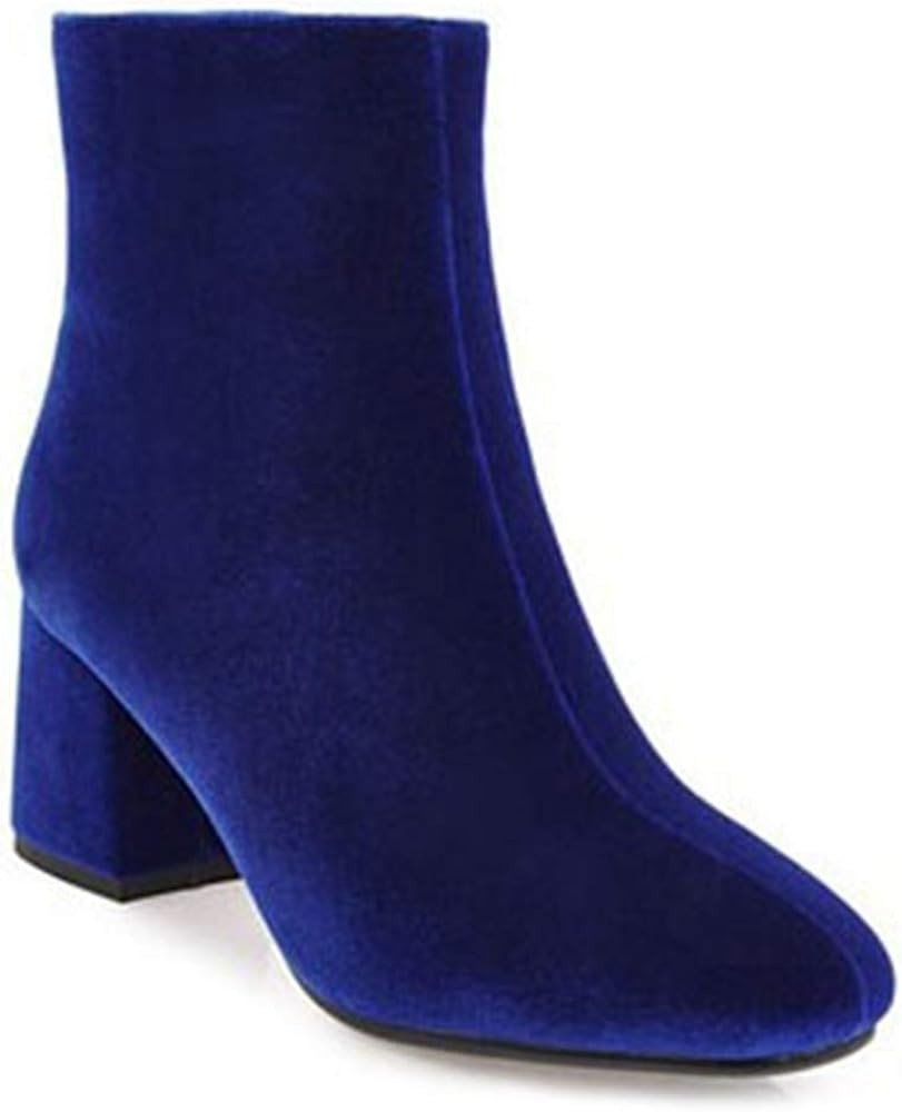 MIOKE Women's Retro Dressy Ankle Boots Square Toe Zipper Velvet Lined Booties Chunky Mid Heel Sho... | Amazon (US)