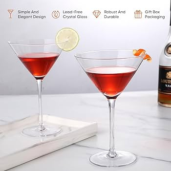 Martini Glasses Set of 2,Hand-blown 9.2OZ Crystal Cocktail Glasses for Espresso Martini,Cosmopoli... | Amazon (US)