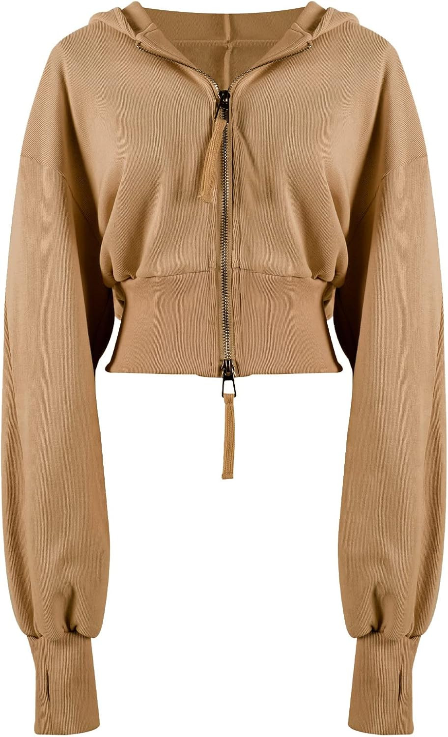 Arssm Women’s Casual Long Sleeve Workout Crop Tops Full-Zip Hoodies Sweatshirts | Amazon (US)