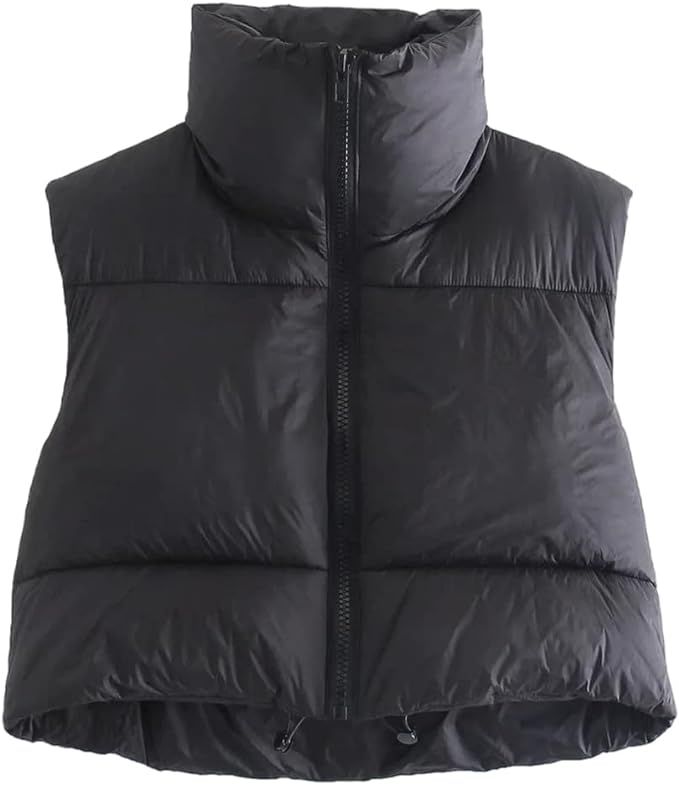 KEOMUD Women's Winter Crop Vest Lightweight Sleeveless Warm Outerwear Puffer Vest Padded Gilet Bl... | Amazon (US)