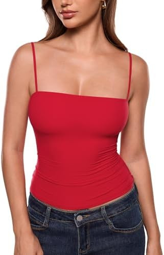 INLYRIC Women's Camisole Tank Tops for Women Double Lined Crop Tops Spaghetti Straps Summer Sexy ... | Amazon (US)
