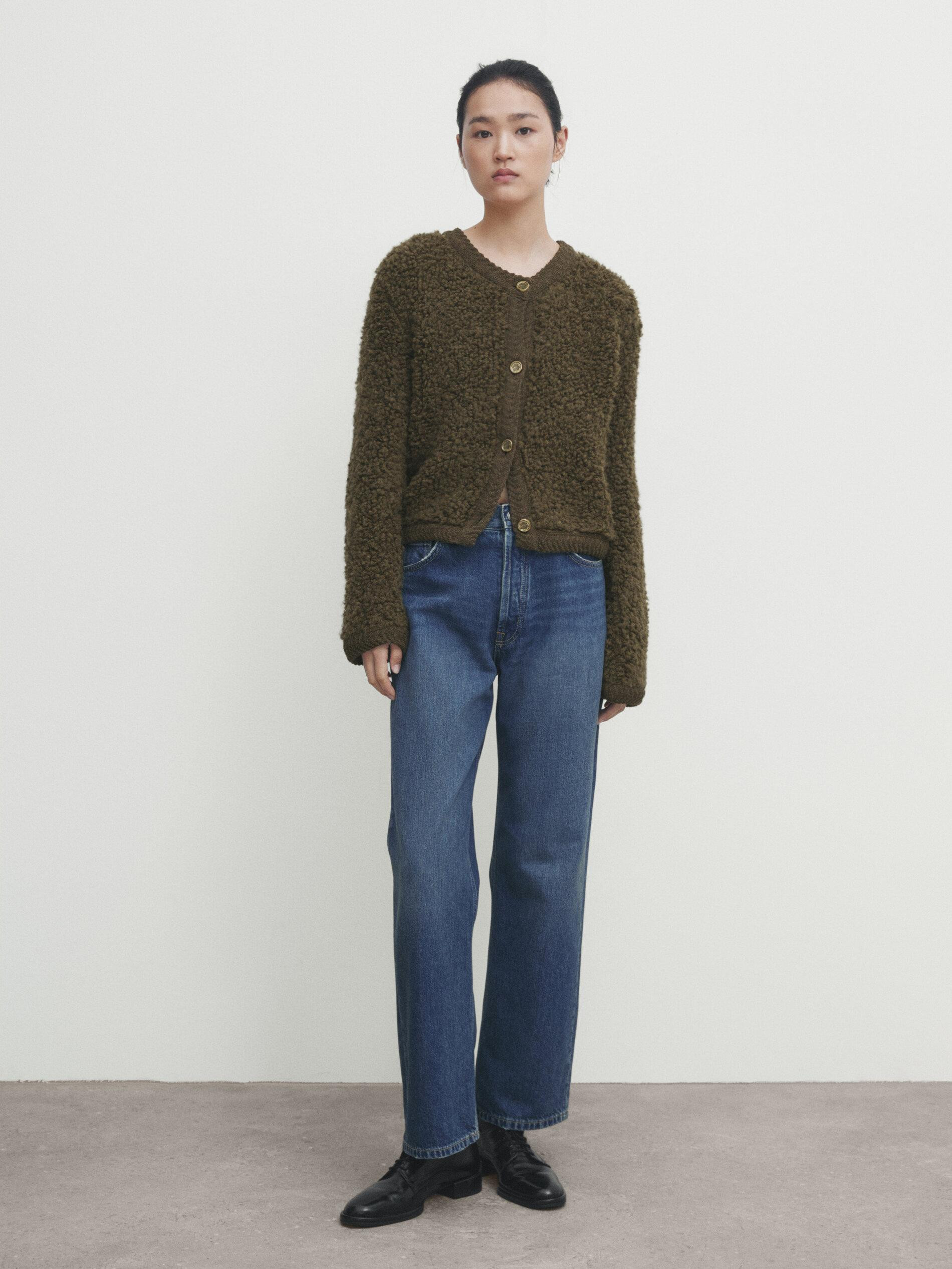 Bouclé knit cardigan with buttons | Massimo Dutti UK