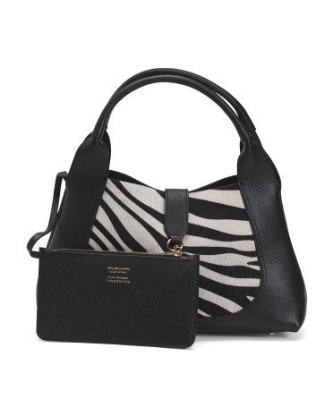 Made In Italy Leather Large Hobo Front Panel | TJ Maxx