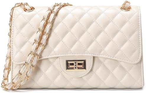 DIUY Quilted Leather Crossbody Bags for Women Trendy Ladies Shoulder Purse Satchel HandBag with C... | Amazon (US)