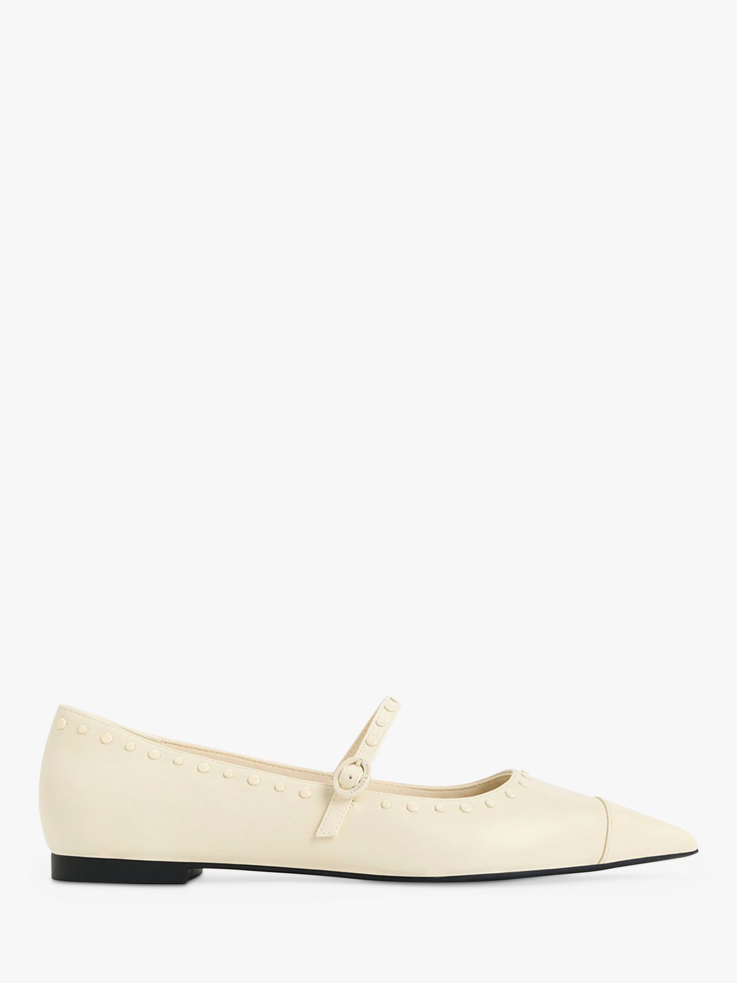 CHARLES & KEITH Studded Pointed Mary Janes, Chalk | John Lewis (UK)
