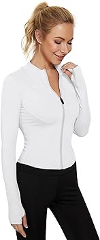 LUYAA Women's Workout Jacket Lightweight Zip Up Yoga Jacket Cropped Athletic Slim Fit Tops | Amazon (US)
