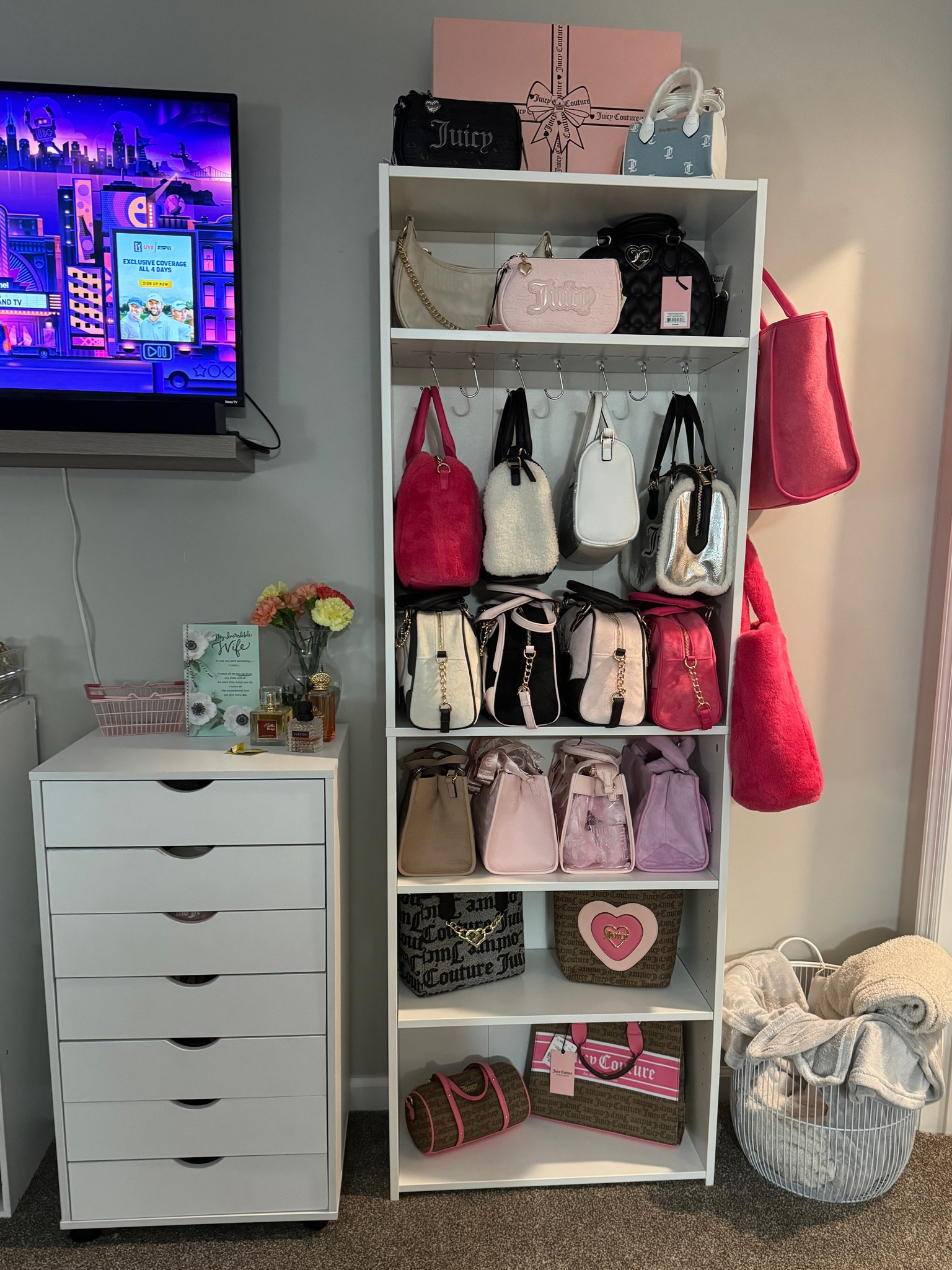 Loving how my handbag set up is coming along! I’ve linked the shelving system, drawer stand and hooks! 

#LTKFindsUnder100 #LTKHome